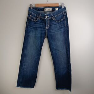 BKE Womens Jeans Addison Thick Stitch Raw Hem Whisker Medium Wash Size 27
